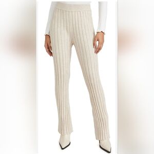 Anine Bing 100% Wool Cream Ribbed Women's Pants